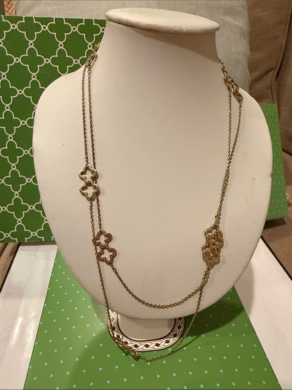Stella & Dot Gold Floral Motif Layered Necklace